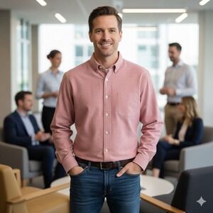 Cremieux Men's XXL Red Long Sleeve Button Down Shirt Oxford Classic Fit NWT